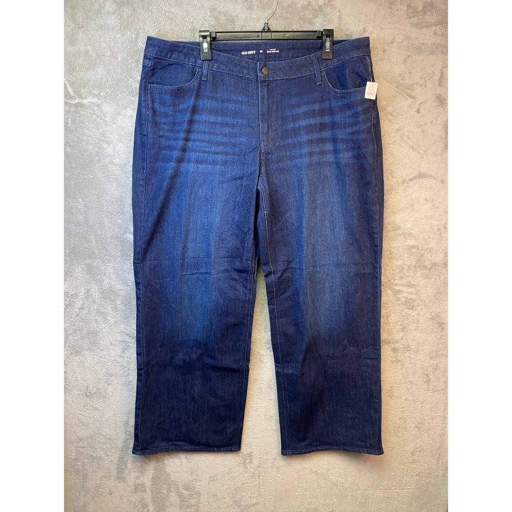 Old Navy Wow Wide Leg Jeans Womens 20 High Rise Dark Wash Denim Blue 732603-00-1